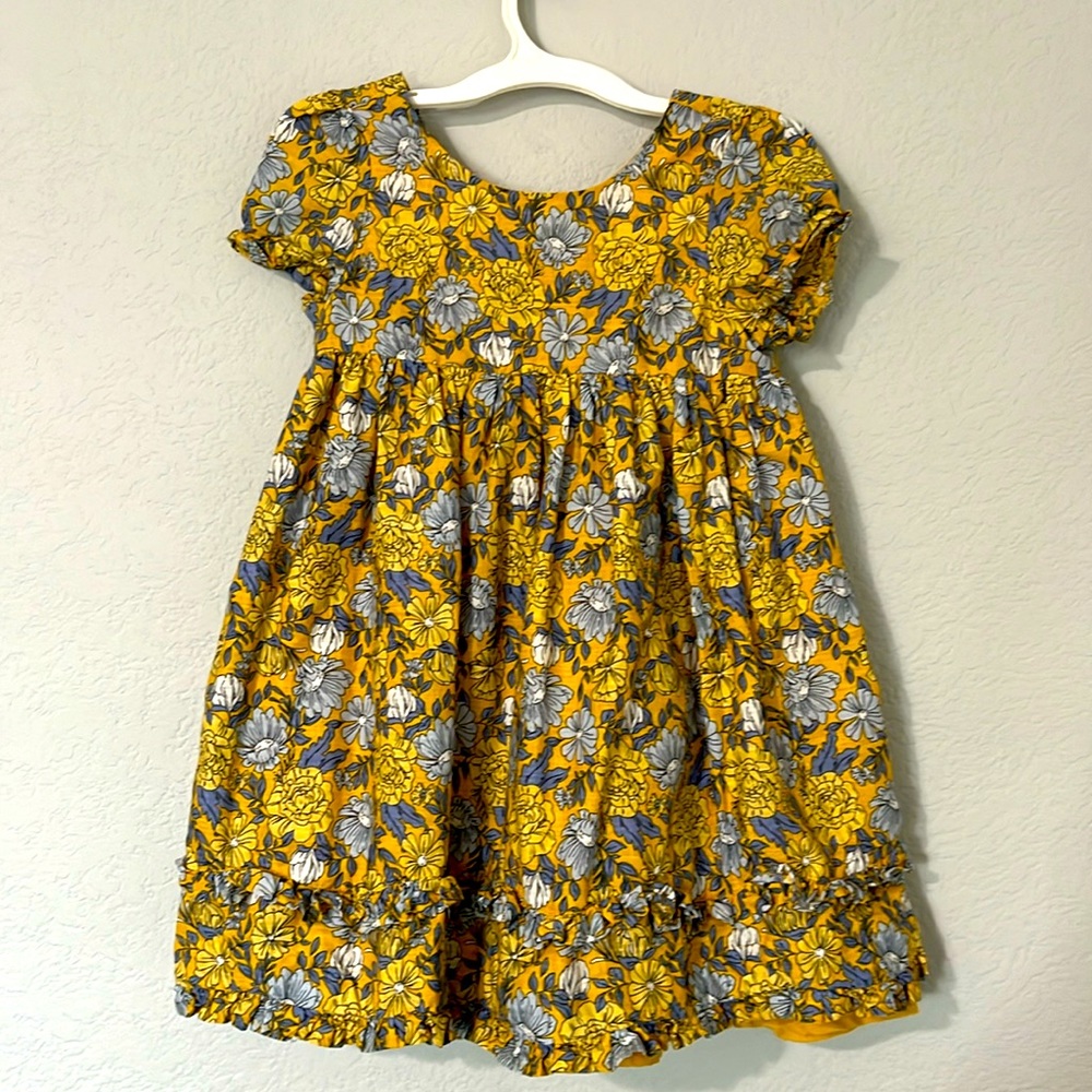 J Joie Floral Ruffle Dress Yellow Blue 4T